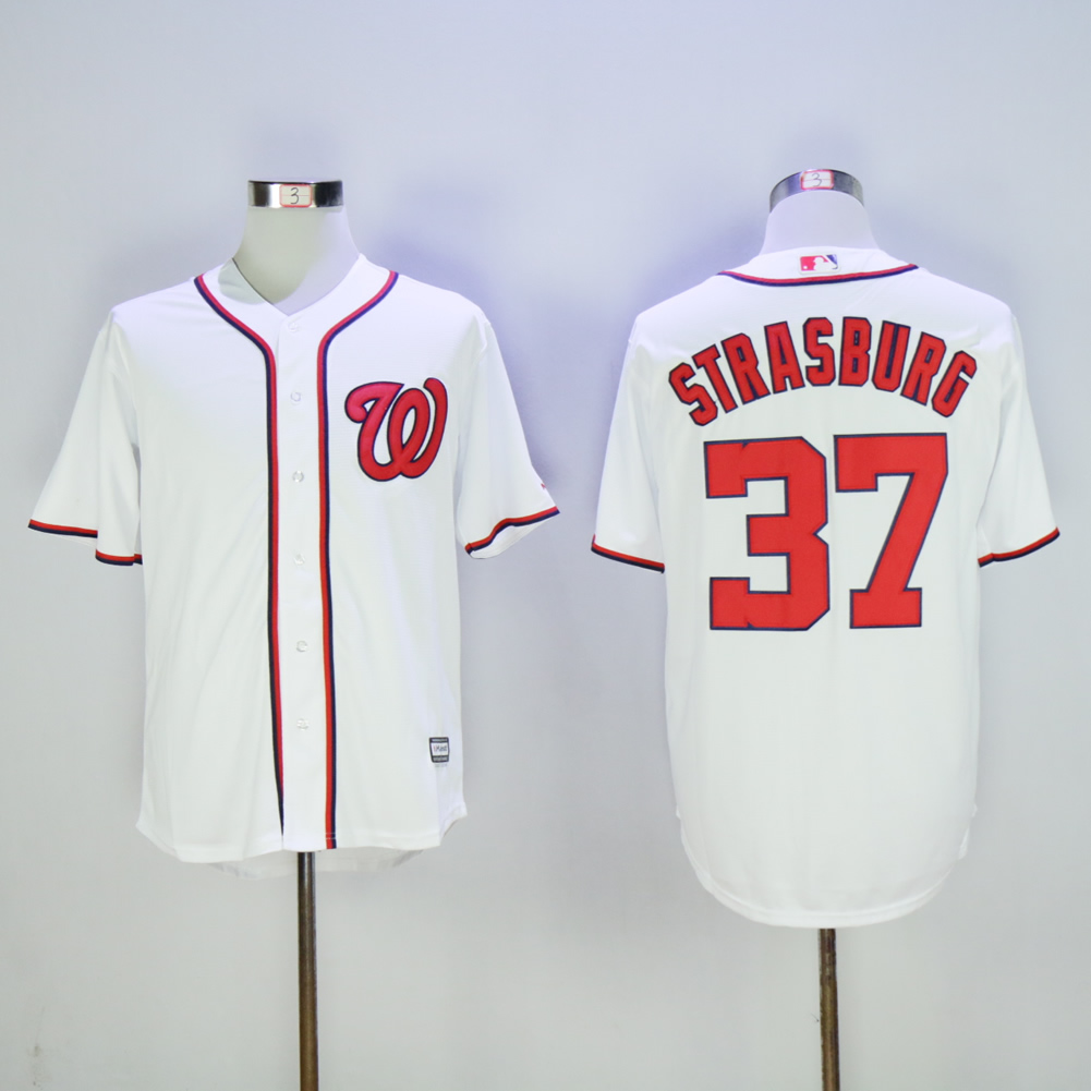 Men Washington Nationals 37 Strasburg White MLB Jerseys